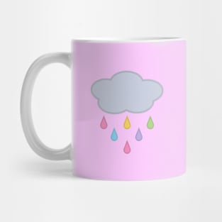 Raining Rainbow Raindrop Rain Cloud in Pink Mug